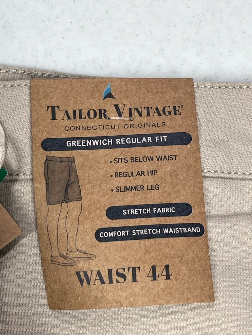Tailor Vintage Men’s Greenwich Reg. Fit Summer Khaki Shorts. Size 44 - Picture 10 of 14